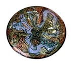 Vintage Enamel On Copper Brooch Pin Abstract 1 75    Signed  Beautiful 