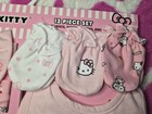12-set Pink   White Baby Girl Hello Kitty Mittens  Bibs  Socks   Headbands - New