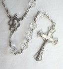 Vintage  Rosary Cut Metal Sterling Cross   Center Medal Fine Cut Glass Hallmarks
