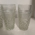 4- Anchor Hocking Wexford Flat Iced Tea Tumblers 6-1 4  Diamond Glass 16oz