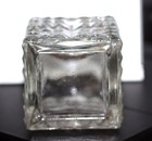 Vtg Decanter Bottle Square Cube Pressed Glass Cork Stopper Only Pyramid Pattern
