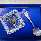 Vintage Westmoreland Milburn Rose Sterling Silver Salt Spoon   Salt Cellar Set