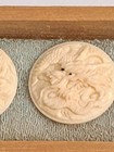 Antique Chinese Carved Buttons Original Wood Box Never Used Sewing Notions