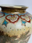 Vintage Old Asian Vase 10  Tall Hand Painted Birds Flowers Designs A Lot Of Gold