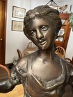 Vintage Antique Cast Metal Brass Bronze Figure Statue Signed 15    Lady Woman