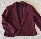 St  John Knit Jacket Size 8 Berry Magenta Metallic Open Front Career Blazer