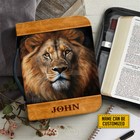 Customized Lion God Bible Cover Holy Religious Be Strong Bible Verse Family Gift