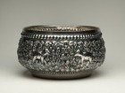 Antique Burmese Thai Silver Repousse Bowl Thabeik Elephants Chased C1920 212g