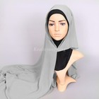 Instant Chiffon Hijab Double Loop Slip On Scarf Pull Over Crepe Shawl Islamic