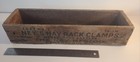 Vintage Wooden Crate Ney   s Hay Rack Clamps Trolley Canton Ohio Box  16 x5 x4 