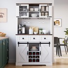 72  Tall Farmhouse Bar Cabinet With Sliding Barn Doors  Kitchen Pantry Storage