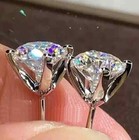 14k White Gold 2 00 Ct F Vs1 Round Cut Lab Grown Diamond 4-prong Stud Earrings