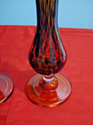Set Of Two Vintage Verre Artisanal Handblown Glass Taper Pillar Candle Holders