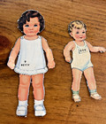 Lot Of 6 Cardboard Children W different Names 1940s Vintage Paper Dolls
