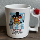 Vintage Jared Lee Studio 1998 Spinner Horse Mug Red Apple Spinner Cowboy Horse