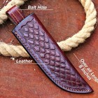 Leather Hunting Knife Sheath Belt Slanted 8-9 Inch Tan