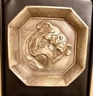 Antique   Vtg Red Bronze Bulldog Dog Tray Card Receiver 6    X 6 5     1 Lb 8 Oz