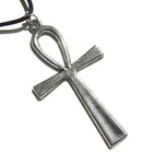 Silver Ankh Pendant Black Necklace Life Death Egypt Ansate Cross Gothic B3