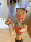 Uncommon Vintage Anri Italy Wood Carved Bottle Stopper Woman Rug Beater Yakker
