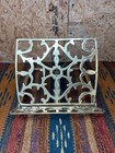 Vtg Solid Brass Book Holder Bible Music Stand Rack Easel Adjustable Folding 10 