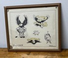 1980s Vintage Harley Tattoo Flash Poster Original Biker Tattoo Shop Art 1982