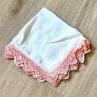 Lot Of 5 Vintage White Handkerchiefs Pointed Scallop Crochet Lace Edge Hankies