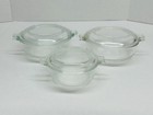 3 Vintage Pyrex Individual Casserole Dishes With Lids 2-019 20 Oz  018 10 Oz