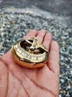 Antique Finish Brass Sundial Compass - Small Pocket Style - Nautical Steampunk