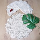 14 Inch Lace Cotton Doilies Crochet Handmade Table Placemats  Beige  Pack Of 4