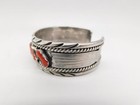 Native American Navajo Indian Roy Begay Sterling Silver Red Coral Stone Bracelet