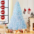 4-7ft Christmas Tree With Led Lights Artificial Branches Xmas Bushy Decor Tree