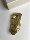 Matte Gold Abstract Face Artistic Pin Brooch  Artist Piece Usa Shipping