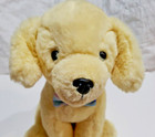 2022 Fao Schwarz 12 x8  Golden Labrador Retriever Puppy Dog Plush With Blue Bow