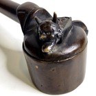 Antique Japanese Meiji Bronze Hannya Shogi King Yatate Portable Writing Inkwell