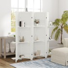 5 Panel Privacy Screen  Room Divider With 3 Shelves White