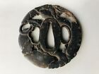 Y7122 Tsuba Iron Sword Guard Inlay Japan Samurai Katana Antique Koshirae Edo