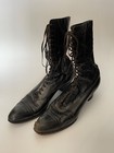 Antique Ladies Victorian edwardian High Lace Up Black Leather Boots 1890-1920