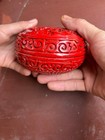 Collection Chinese Antique Lacquerware Carved Beautiful Peony Flower Jewelry Box