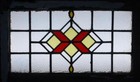 Abstract Geometric Midsize Old English Leaded Stained Glass Window 27 1 2  X 16 