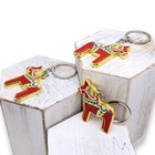 Traditional Swedish Dala Horse Keychain Scandinavian Nordic Dalecarlian Folk Red