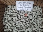 1 2  X 7 8  Angle Cut Cylinder Abrasive Ceramic Tumbling Media - 25 Lb 