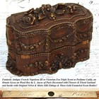 Antique French Victorian Triple Scent Caddy  Perfume Box  3 Gold Enamel Bottles