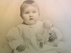 Antique Vintage Ephemera Photo Charming Child W  Toy Teddy Bear 3 3 4  X 5 1 2 