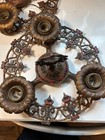 Antique Pair Ceiling Light Fixture 3 Bulb Lamp Art Nouveau Deco Chandelier Paint