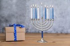 Rite Lite Classic Chanukah Menorah With Hammered Accents With Black   Silver    