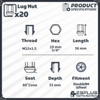  20  Chrome 12x1 5 Acorn Lug Nut Fit Ford Bronco Escape Focus Fusion Chrysler