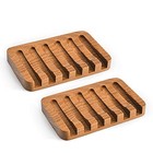  Wooden Soap Dishes For Bathroom shower  Bar Soap Holder With Self Draining 2p
