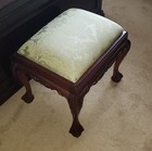 Vintage Hand Crafted   Carved Chippendale Wood Foot Stool Ottoman 20th C  Usa