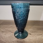 Indiana Glass Tiara Sandwich Bicentennial Colonial Blue Iced Tea Footed Tumbler