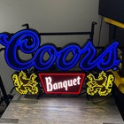 Coors Banquet Led Sign Large Blue Red Yellow Beer Bar Decor New With Box